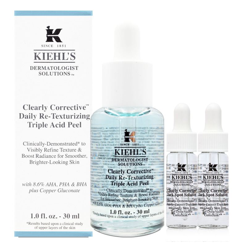 【KIEHLS 契爾氏】鐳射三酸煥膚精華液 30ml 贈鐳射極淨白淡斑精華 4ml*2 (百貨專櫃貨)