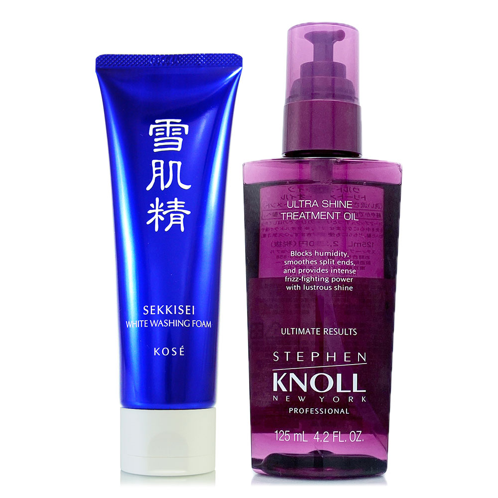 KOSE 高絲 雪肌精淨透洗顏霜130g +史蒂芬諾爾 沙龍質感極緻水光輕髮油125ml(正統公司貨)