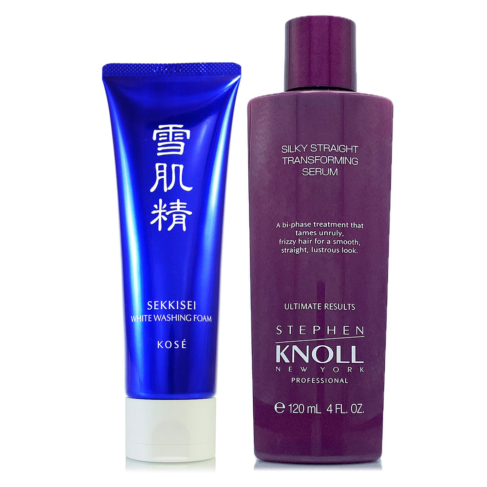 KOSE 高絲 雪肌精淨透洗顏霜130g +史蒂芬諾爾 沙龍質感撫躁直順精華120ml(正統公司貨)