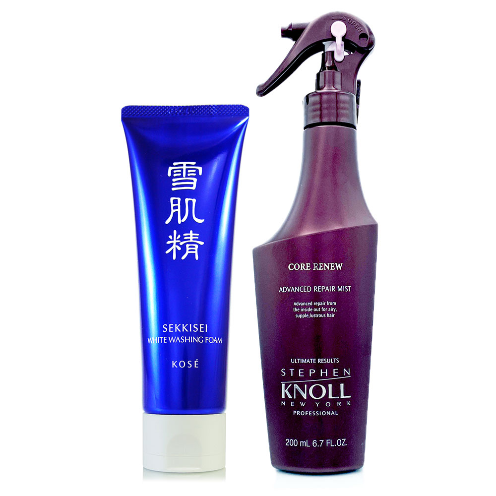 KOSE 高絲 雪肌精淨透洗顏霜130g +史蒂芬諾爾 沙龍進階煥彈修護噴霧200ml(正統公司貨)
