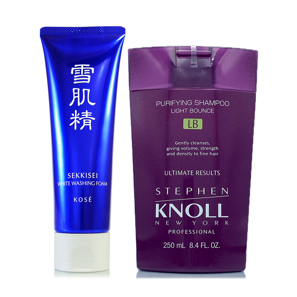 KOSE 高絲 雪肌精淨透洗顏霜130g +史蒂芬諾爾 沙龍質感彈韌洗髮露250ml((免沖洗護髮)(正統公司貨)