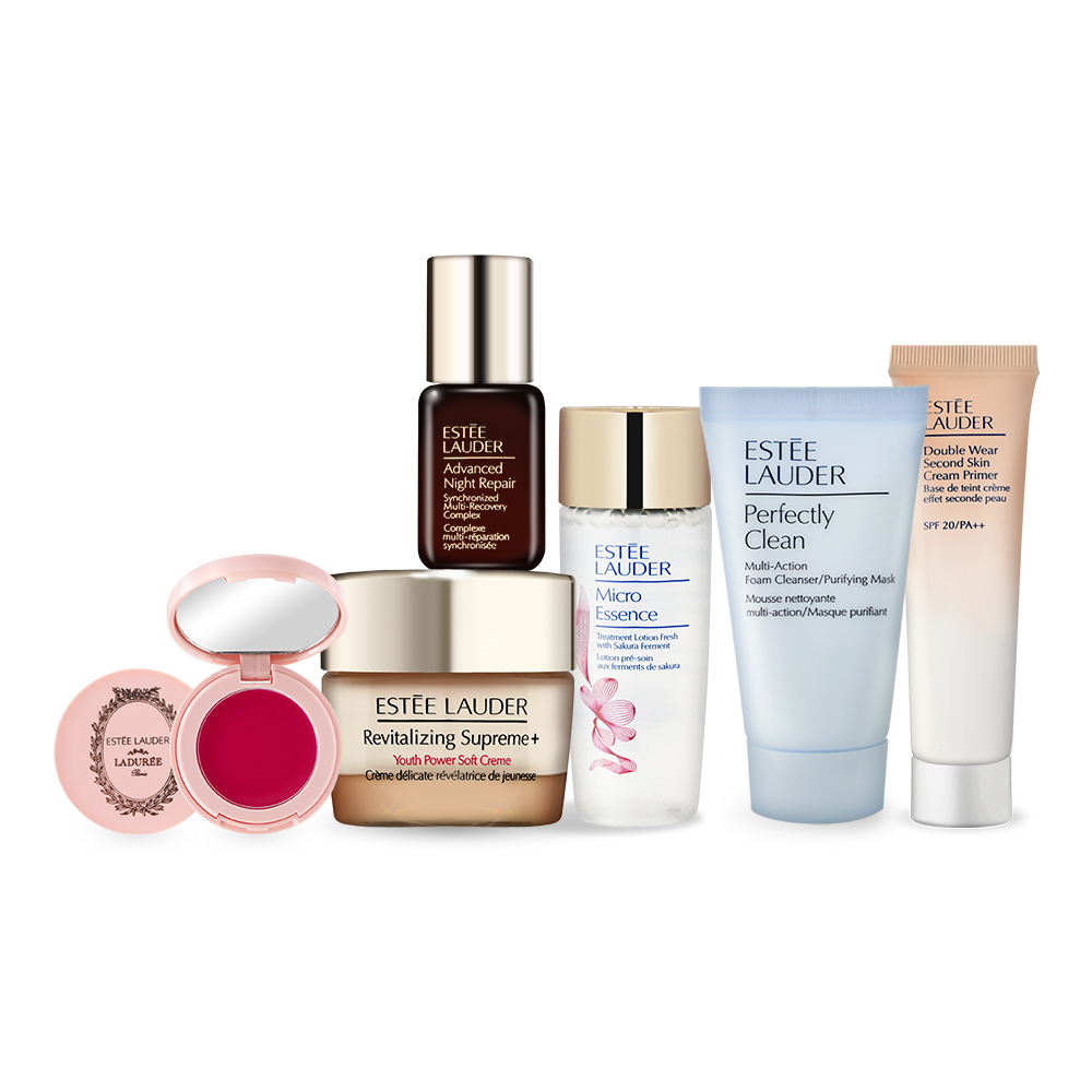 ESTEE LAUDER 雅詩蘭黛 全能妝前保養組[潔面乳+原生露+特潤+膠原霜+乖乖乳+潤唇膏