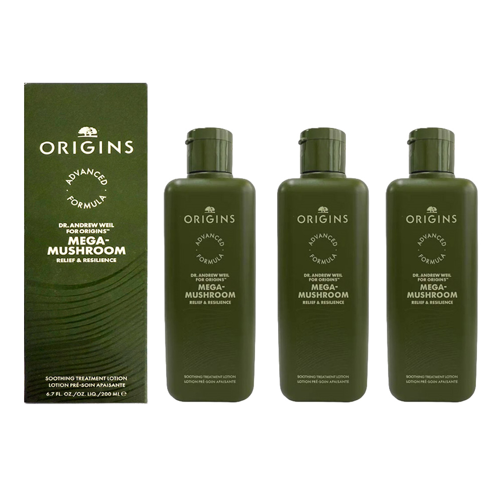 ORIGINS 品木宣言 青春無敵靈芝光潤機能水 200ml 新包裝 超值三入組 (盒損商品 國際航空版)