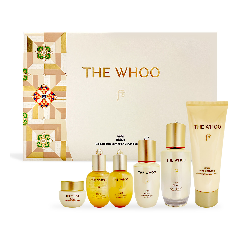 Whoo 后 重生秘帖煥能修護精華禮盒[秘帖50ml+秘帖20ml+滋養液+清潤乳+光澤霜+洗顏乳]-國際航空版