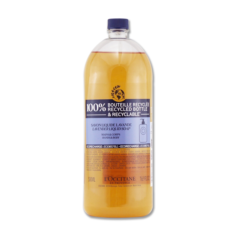 《LOCCITANE 歐舒丹》乳油木薰衣草潔手沐浴液式皂補充瓶 500ML