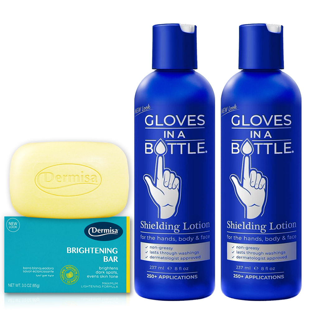 Gloves In A Bottle 瓶中隱形手套長效防護乳2入+電視冠軍美國淡斑皂1入(237mlx2+85g)