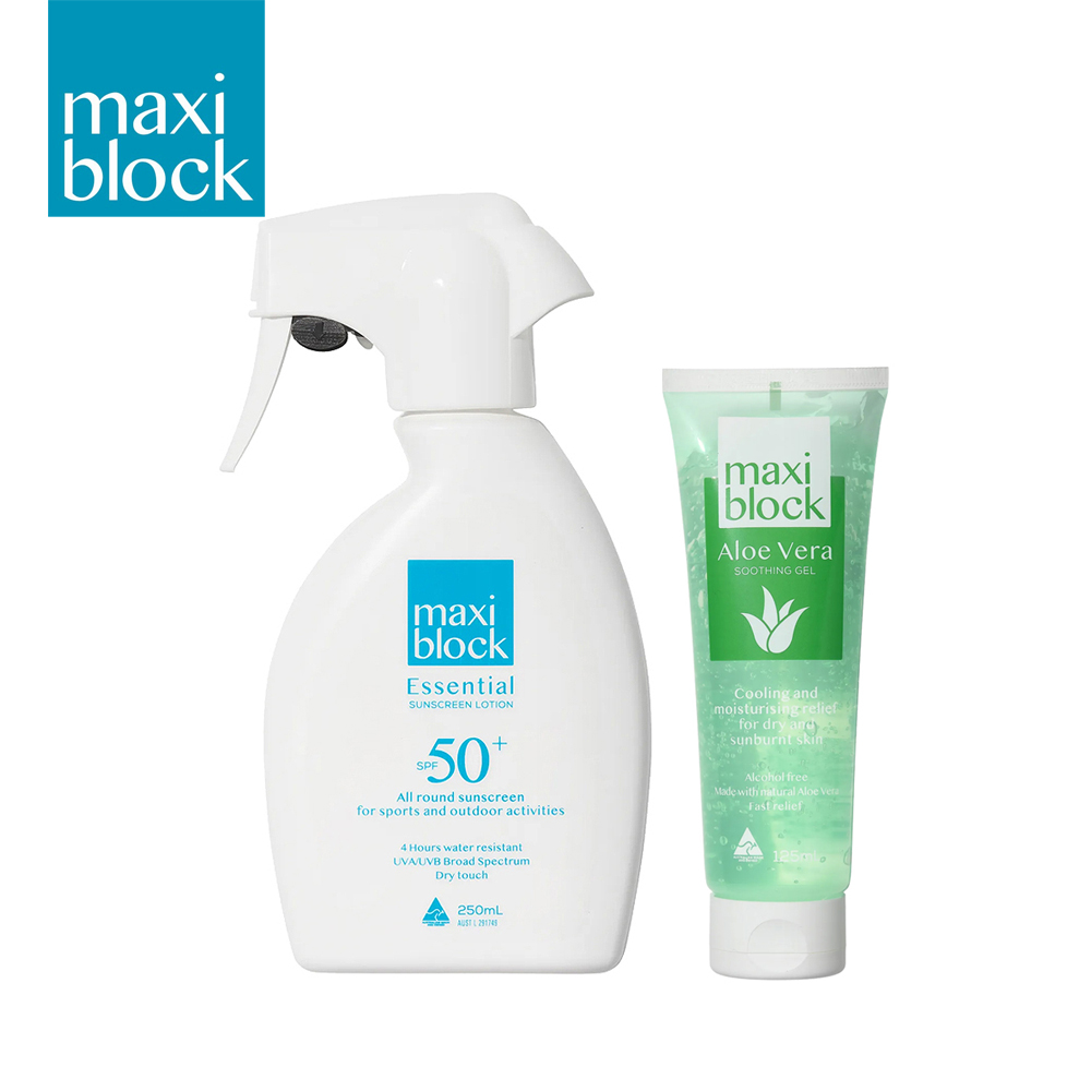 澳洲 Maxiblock 雙入組 全面防護高效防曬乳+天然蘆萃保濕凝露