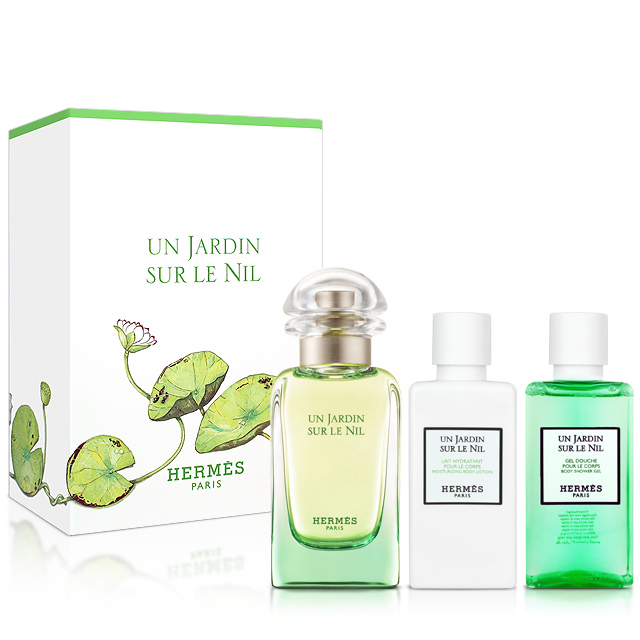 HERMES 愛馬仕 尼羅河花園香水禮盒(淡香水50ml+沐浴精40ml+身體乳40ml)