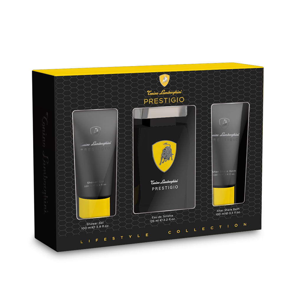 Lamborghini Prestigio 權威能量男性淡香水125ml 禮盒(淡香水125ml+鬍後膠100ml+沐浴膠100ml)