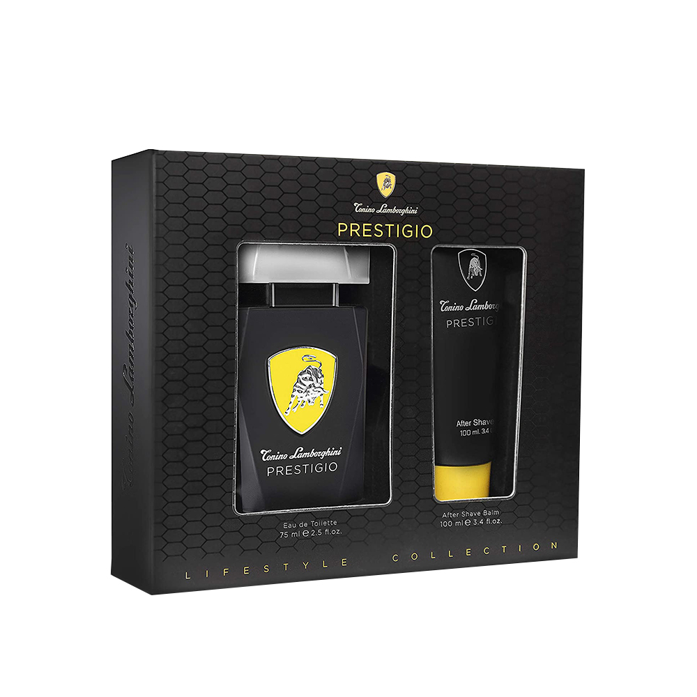 Lamborghini Prestigio 權威能量男性淡香水75ml 禮盒(淡香水75ml+鬍後膠100ml)