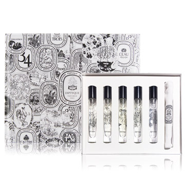 DIPTYQUE 經典淡香水禮盒(7.5mlX5)[杜桑+玫瑰之水+影中之水+感官之水+希臘無花果-國際航空版
