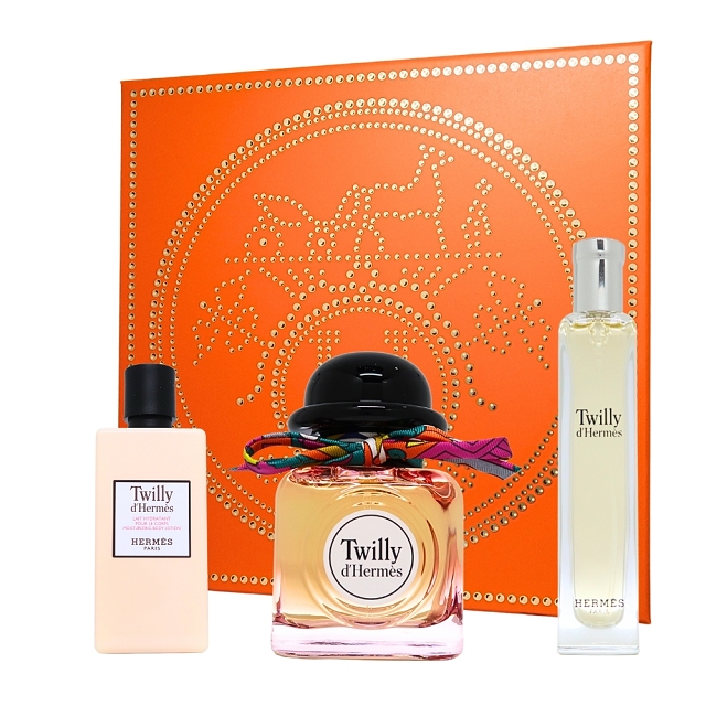 Hermes 愛馬仕 Twilly 絲巾淡香精禮盒(85ml+15ml+身體乳80ml)