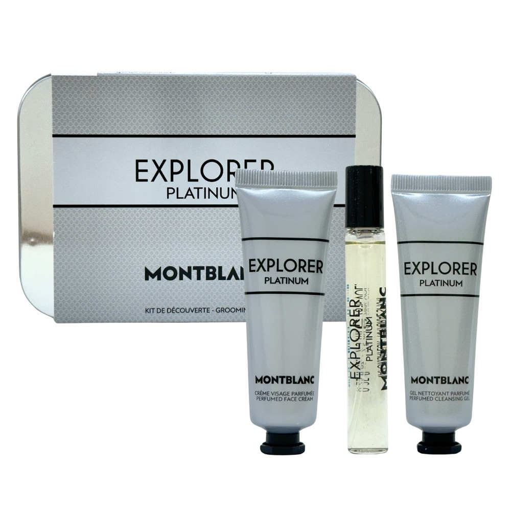 Montblanc 萬寶龍 Explorer Platinum 冰峰旅者旅行組(淡香精EDP 7.5ml+臉部乳霜30ml+洗面乳30ml )