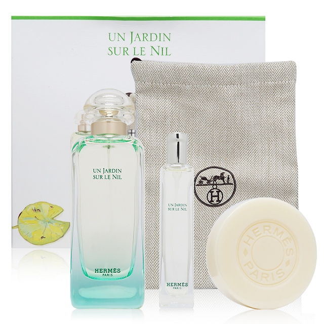 Hermes 愛馬仕 尼羅河淡香水旅行套組禮盒（100ml+15ml+香皂50g+H帆布袋）
