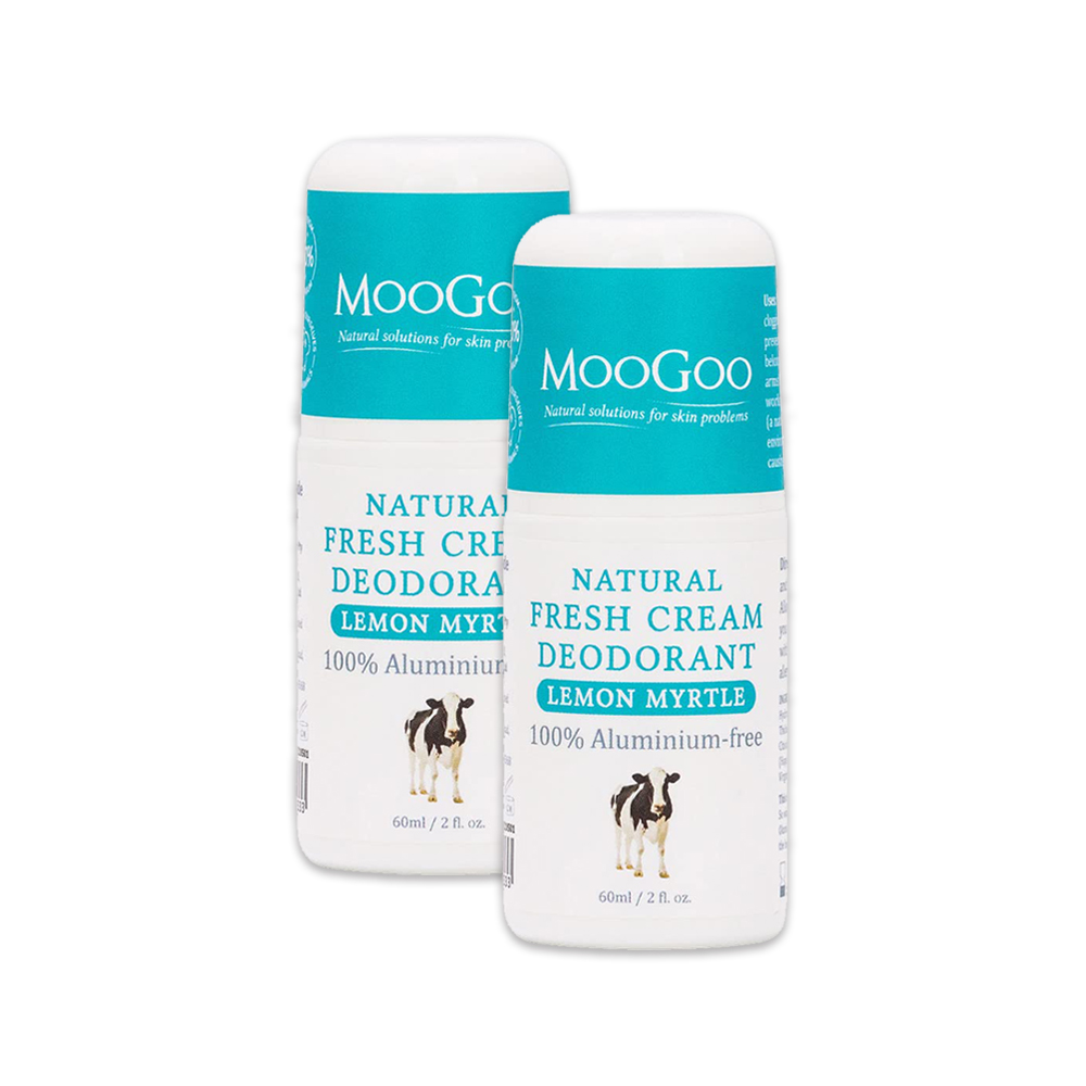 (2罐)澳洲MooGoo慕爾果-爽身淨味滾珠式草本體香劑-檸檬香桃(綠標)60g/罐