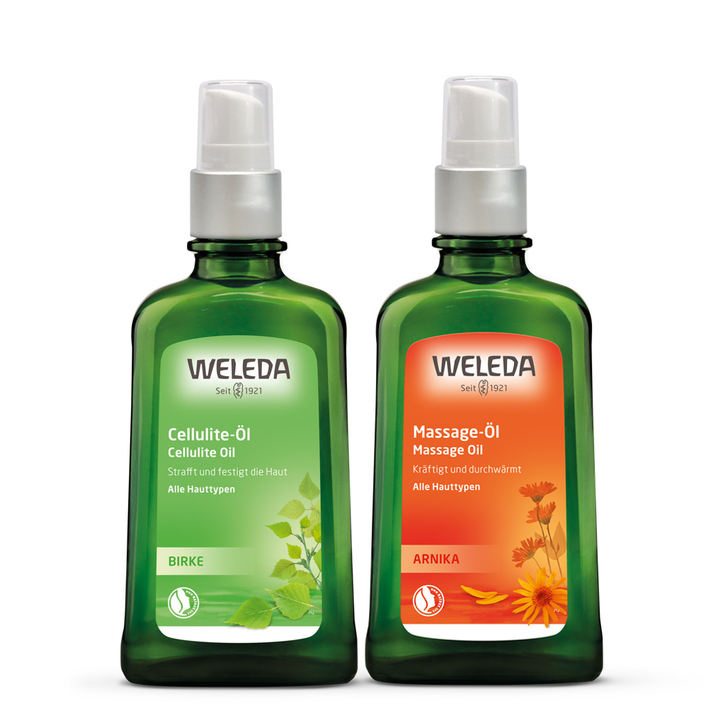 【WELEDA薇蕾德】 白樺木勻體按摩油100ml+山金車舒活按摩油100ml