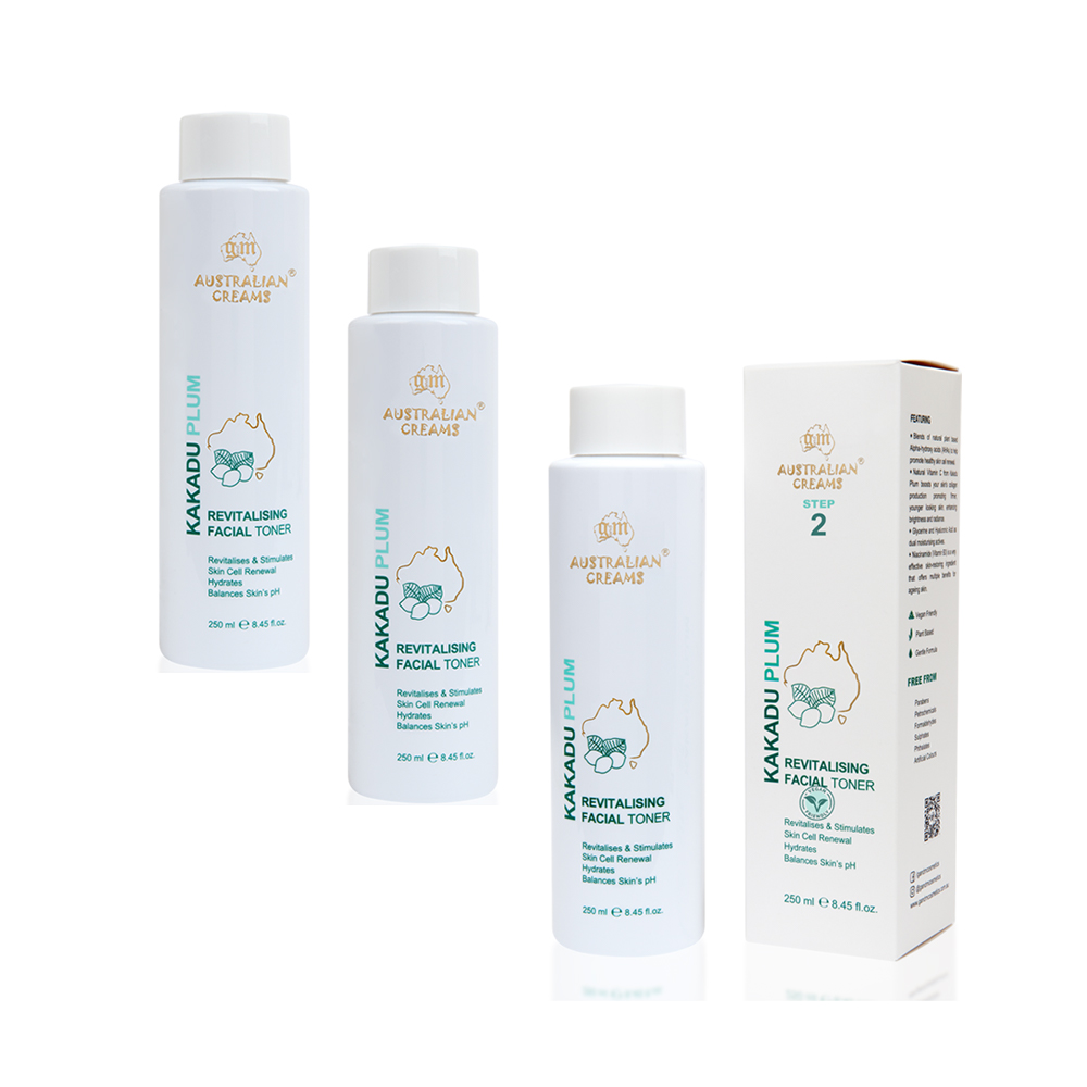 【澳洲Ｇ＆Ｍ-KAKADU PLUM】專業級系列-卡卡度玻尿酸保濕化妝水-3入組 250ml/瓶