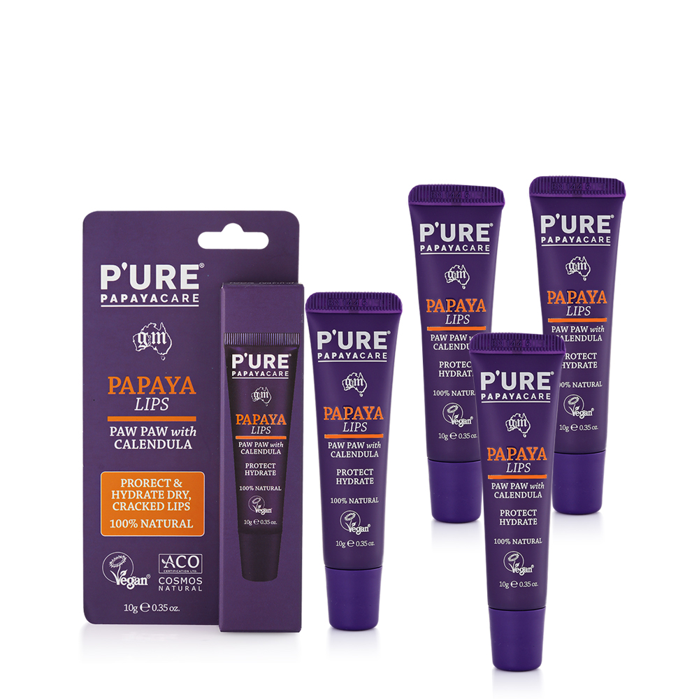 【澳洲Pure Papayacare】木瓜護唇膏含金盞花 4入組 10g/條