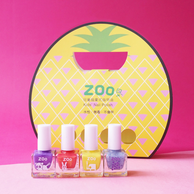 【ZOO ㄖㄨˋ】拋棄式兒童指甲油 | 閃亮亮水果禮盒| 熱情夏威夷(7ml/四件組)
