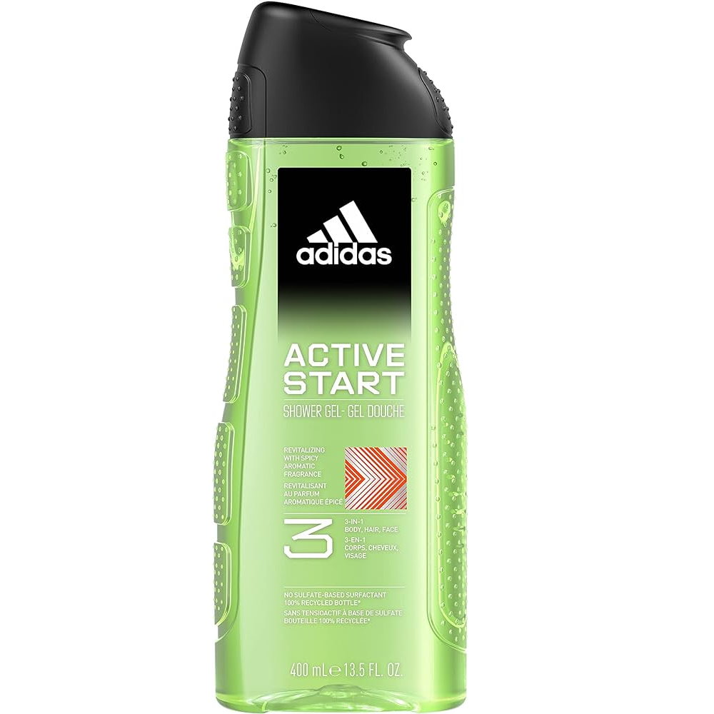 《ADIDAS愛迪達》男性三合一潔顏洗髮沐浴露-能量激活 Active Start (400ml)