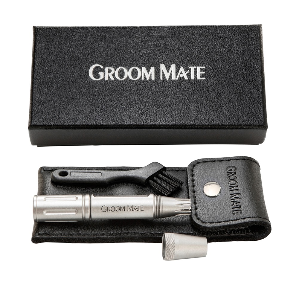 美國Groom Mate Platinum XL 免電超利修鼻毛器附真皮皮套與保護蓋