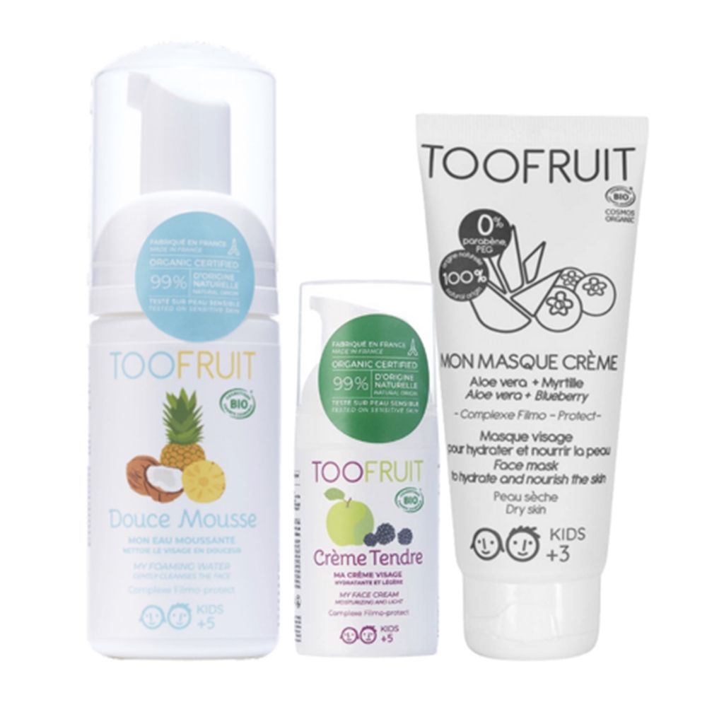 法國【Toofruit】乾性膚質保養組 (潔顏慕斯＋滋養面膜＋水潤乳液)