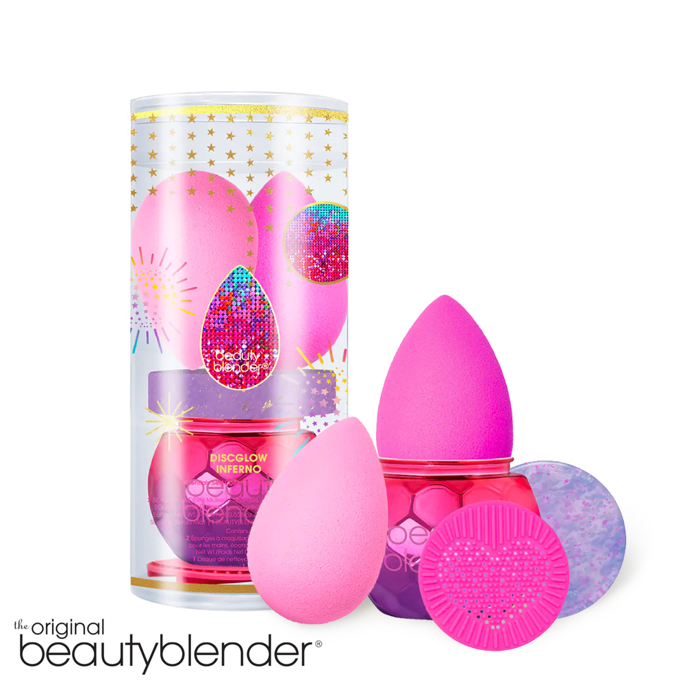 【beautyblender】原創美妝蛋-派對女王限定組-原創美妝蛋-原創粉&泡泡粉+清潔皂0.5oz+光球蛋座+洗潔器