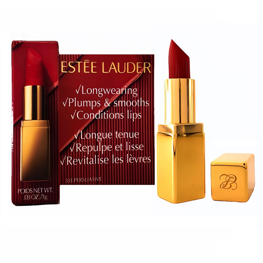 ESTEE LAUDER 雅詩蘭黛 絕美奢潤精萃唇膏(1g)緞光 #333楓葉紅棕 精巧版 小金管
