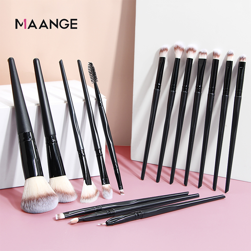 MAANGE 專業化妝刷具套裝 彩妝化妝刷具15件組 美妝工具 黑色