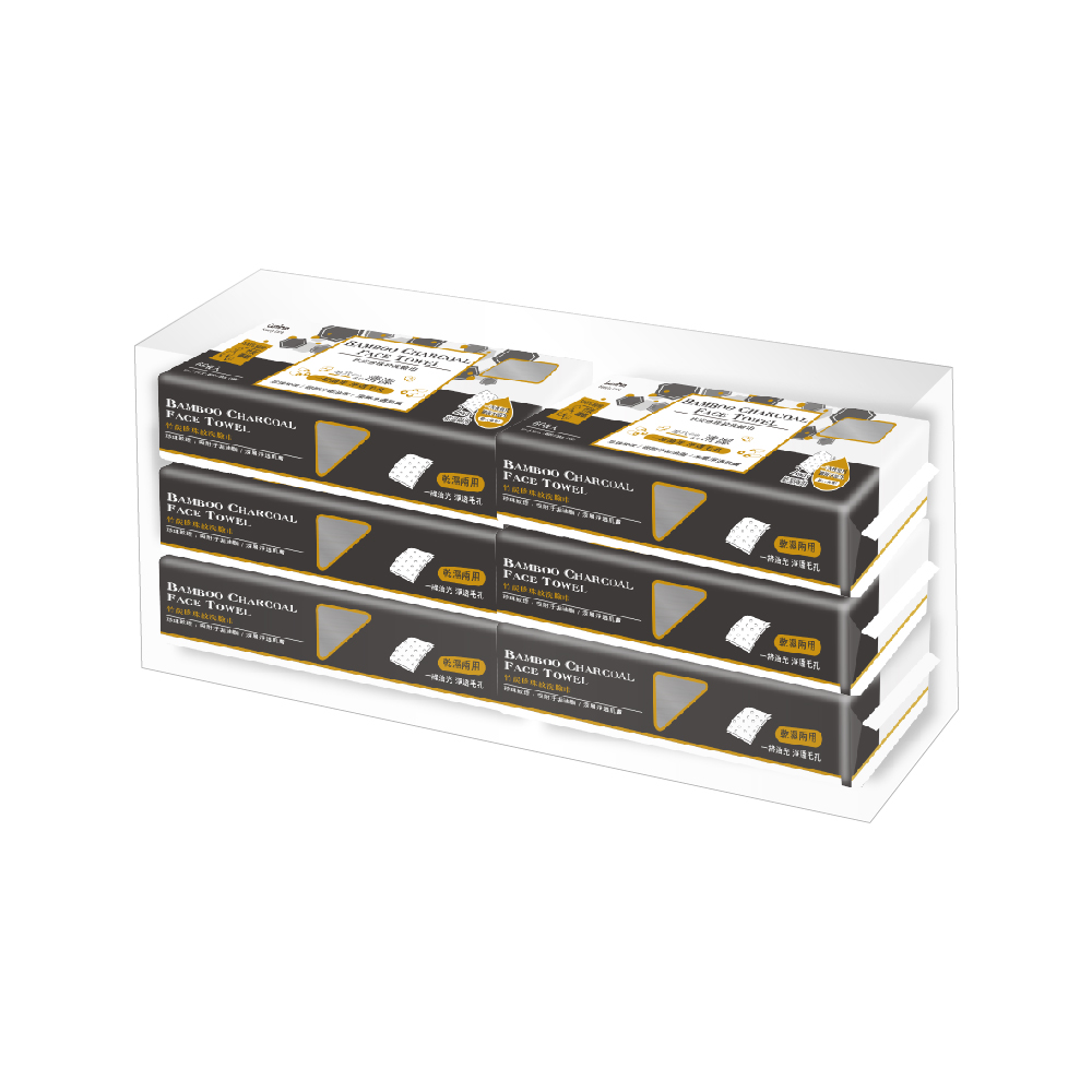 Lumina 竹炭珍珠紋洗臉巾60抽-6包入