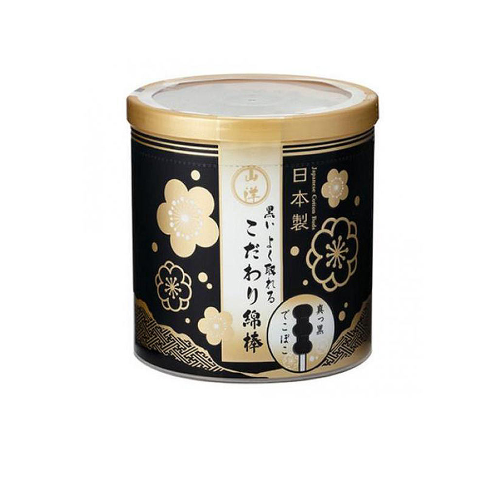 日本 山洋 SANYO 黑色螺旋棉花棒150支-圓筒裝(紙軸)
