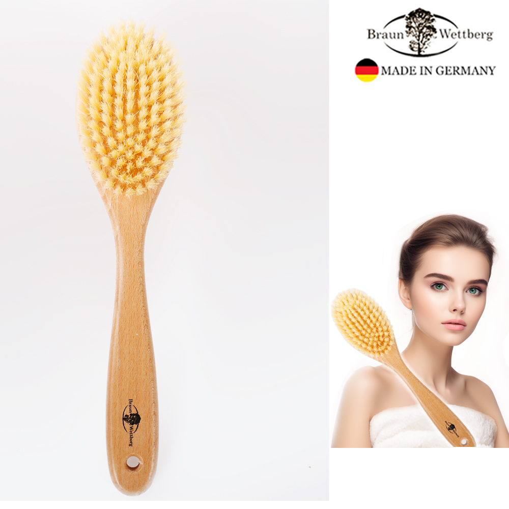 【BRAUN WETTBURG 珀薇】德國製白豚鬃 HOME SPA筋膜放鬆按摩刷(乾刷/沐浴按摩美容/舒適好握)