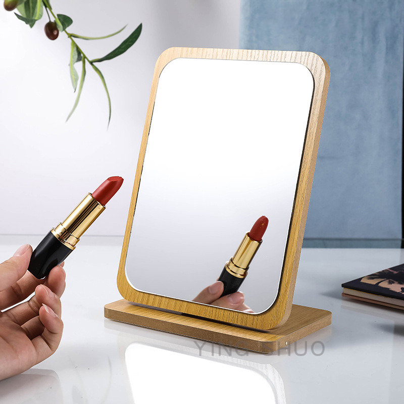 日式簡約木質化妝鏡 桌上化粧鏡 梳妝 女神鏡子 立鏡