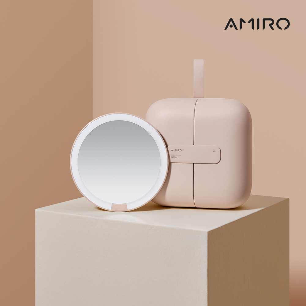 AMIRO覓光 Cube S 行動LED磁吸美妝鏡折疊收納化妝箱 - 粉色