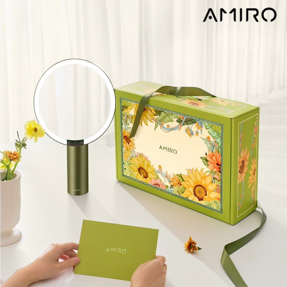 【AMIRO】 Oath自動感光LED化妝鏡-向陽覓光禮盒-英倫綠