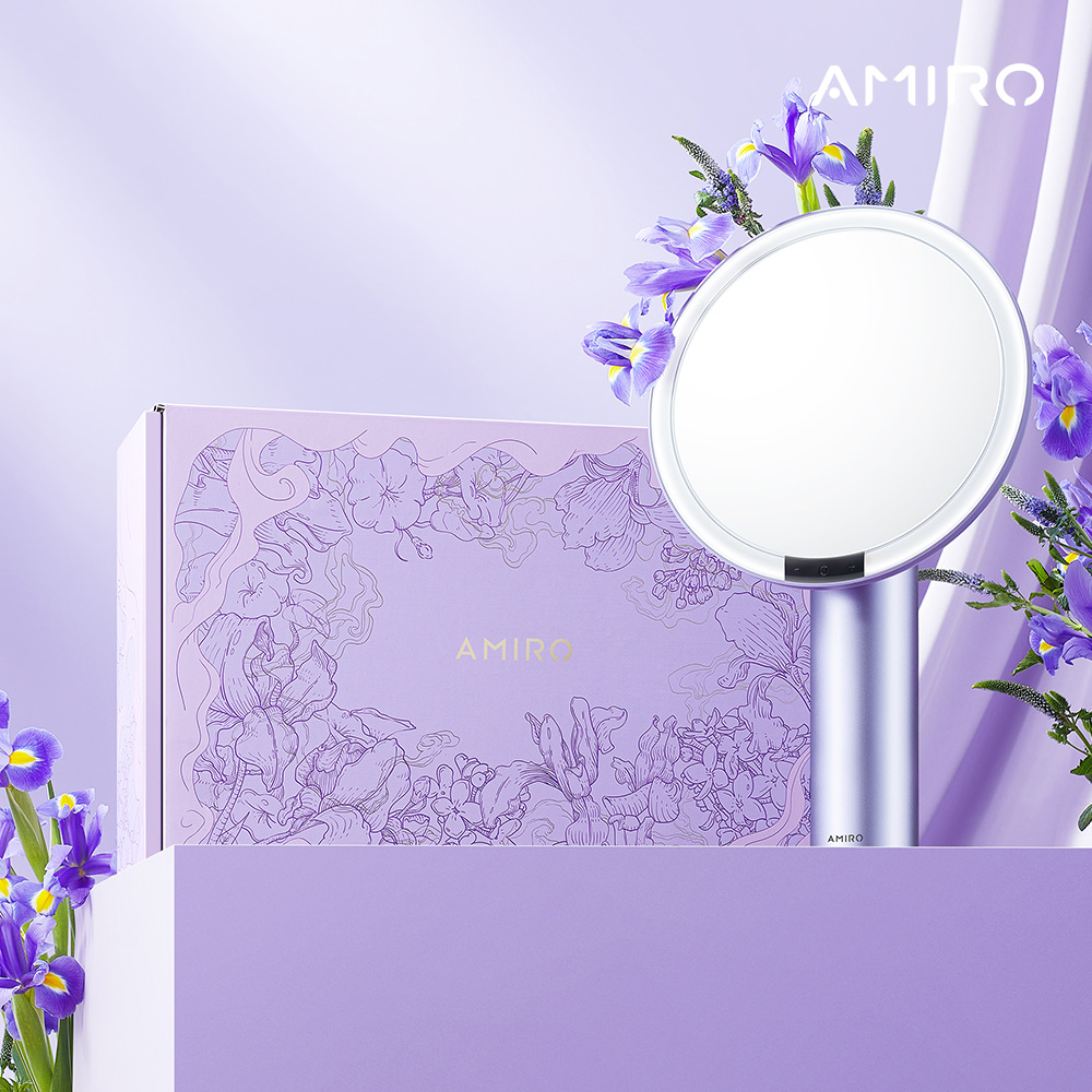 【AMIRO】Oath自動感光LED化妝鏡-愛意信使禮盒-暮山紫