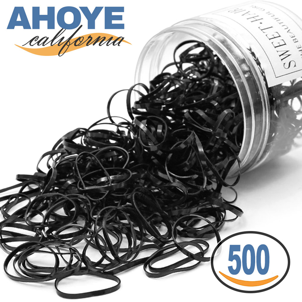 【Ahoye】橡皮繩髮圈 (黑色-500條盒裝) 髮束 綁頭髮 髮繩