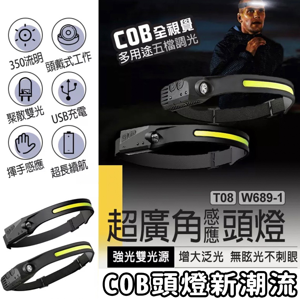 買二送一 COB頭燈新潮流 全視覺感應頭燈 手感應模式 免觸摸輕鬆開啟
