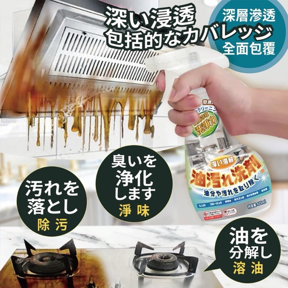 日本廚房油污清潔劑400ml 2入組 多效清潔好幫手 快速滲透分解污垢