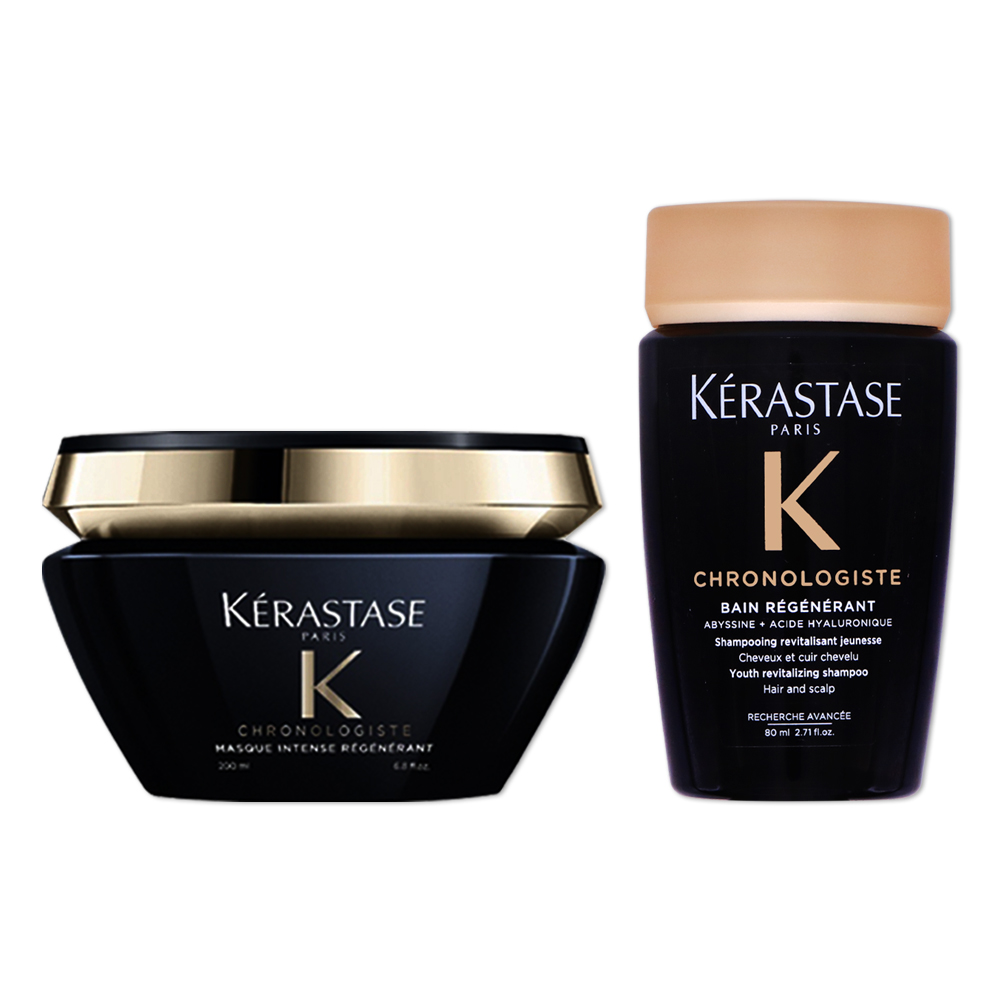 KERASTASE 卡詩 黑鑽極萃逆時組合 髮膜200ml+髮浴80ml