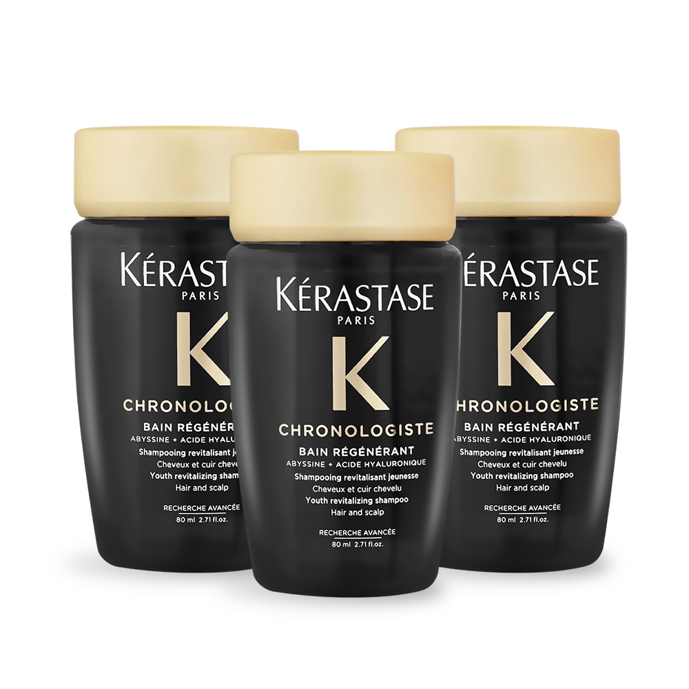 KERASTASE 卡詩 黑鑽極萃逆時淨髮浴超值旅行組(80ml)X3-國際航空版