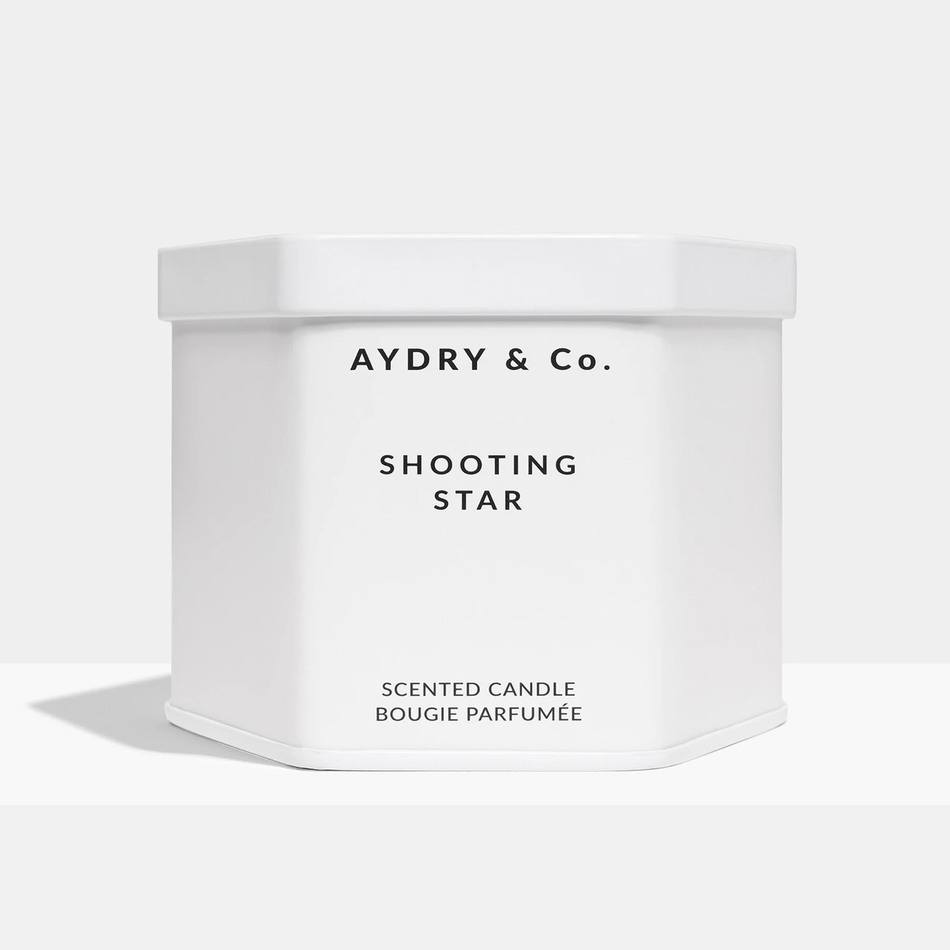 美國 AYDRY & Co. 檸檬馬鞭草 SHOOTING STAR 簡約白色六角錫罐 7.5oz / 212g 香氛蠟燭