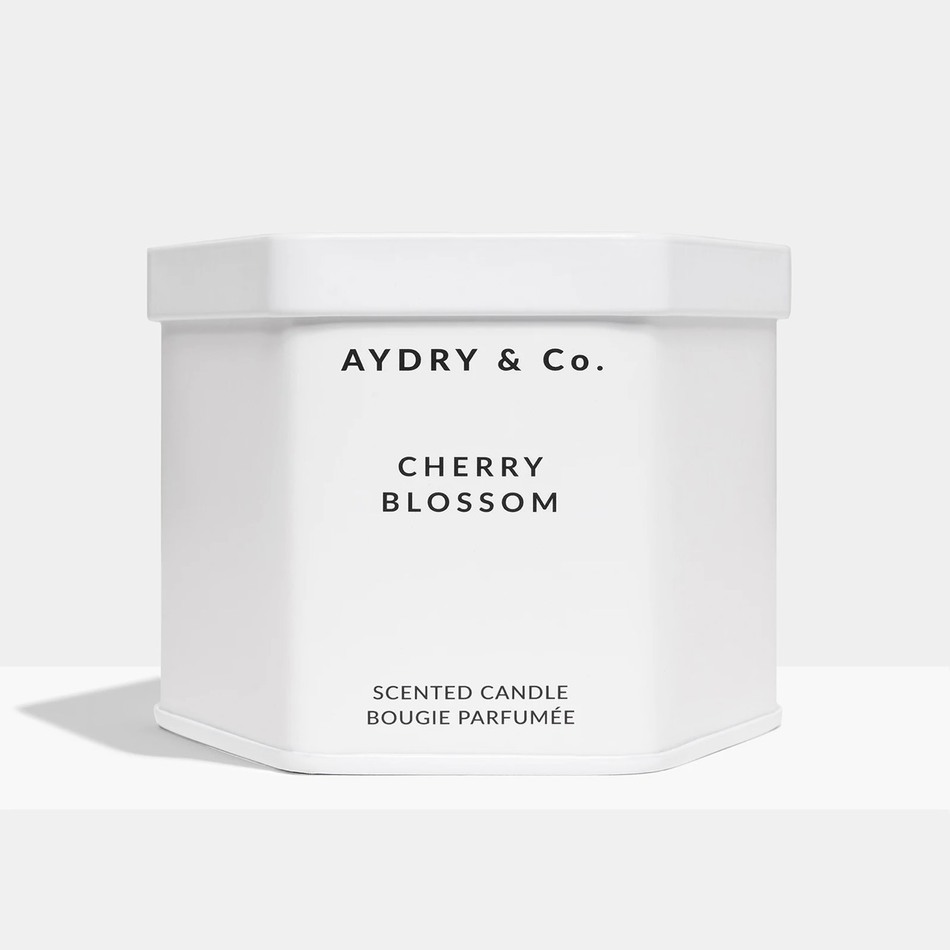 美國 AYDRY & Co. 日本櫻花 CHERRY BLOSSOM 簡約白色六角錫罐 7.5oz / 212g 香氛蠟燭