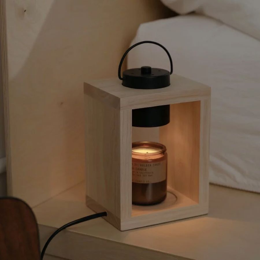 【HOOOME】可調光 香氛蠟燭暖燈 融蠟燈 融燭燈 禮盒包裝 - 現代實木款
