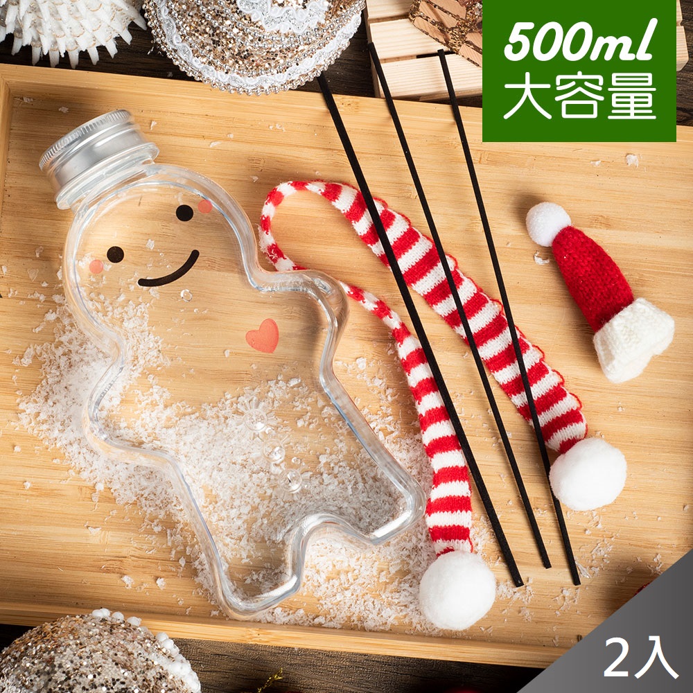 【藻土屋】聖誕限定造型補充瓶500ml 贈聖誕配件組x2-薑餅人款
