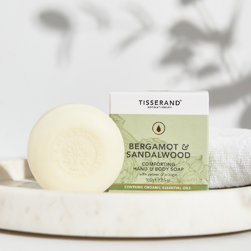 TISSERAND滴莎藍德 佛手柑與檀香木精油沐浴皂 Bergamot & Sandalwood Comforting Hand&Body Soap 100g