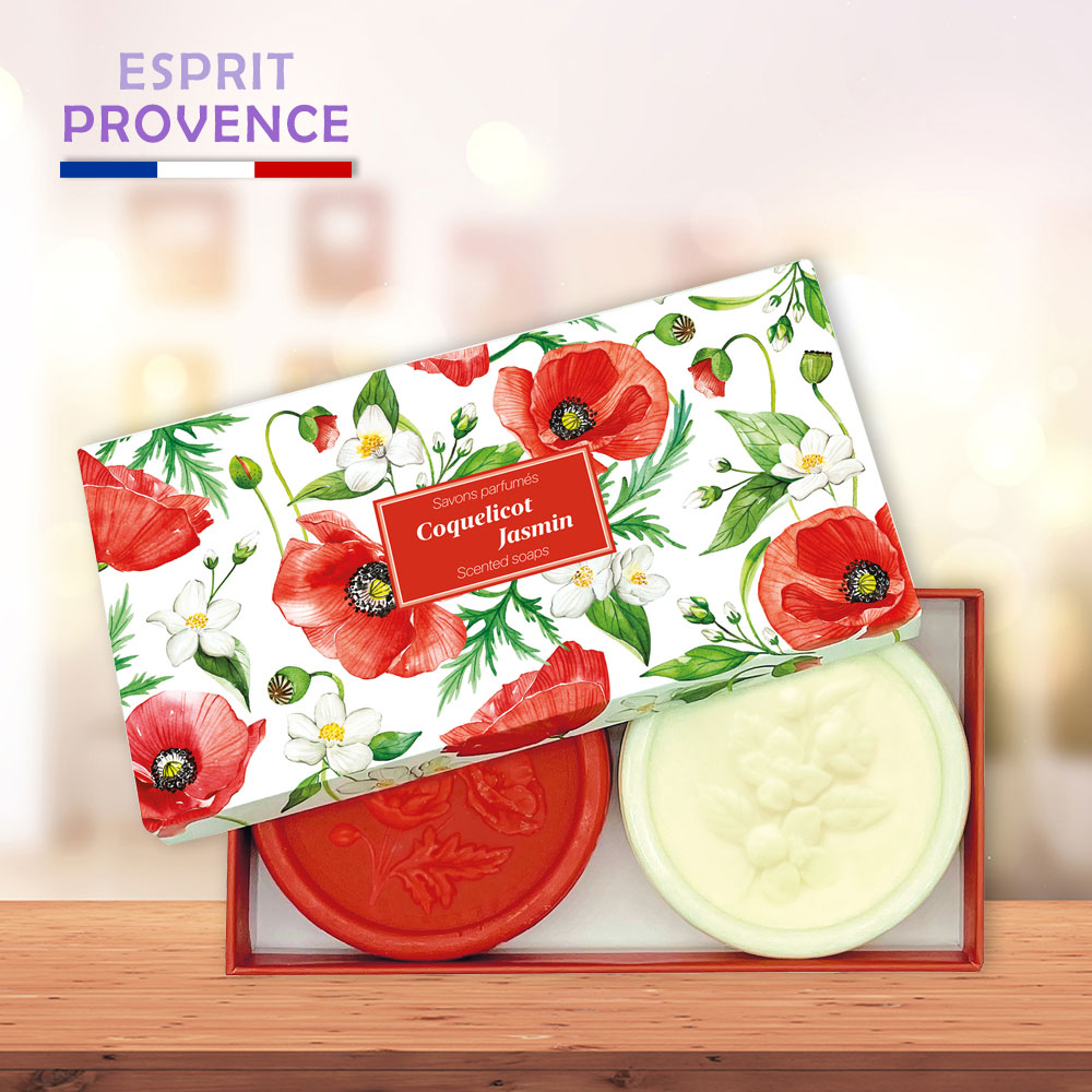 法國ESPRIT PROVENCE奢華植物皂禮盒組(罌粟和茉莉)