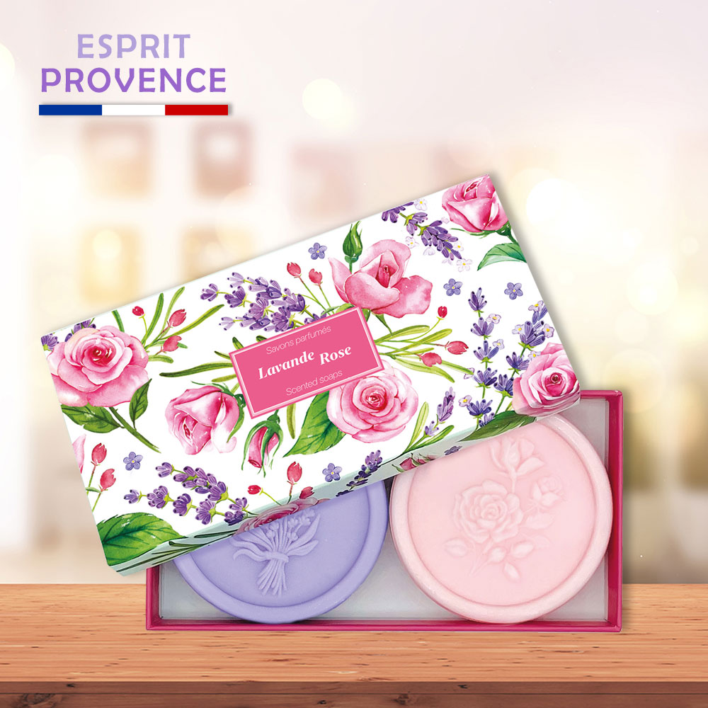 法國ESPRIT PROVENCE奢華植物皂禮盒組(玫瑰&薰衣草)