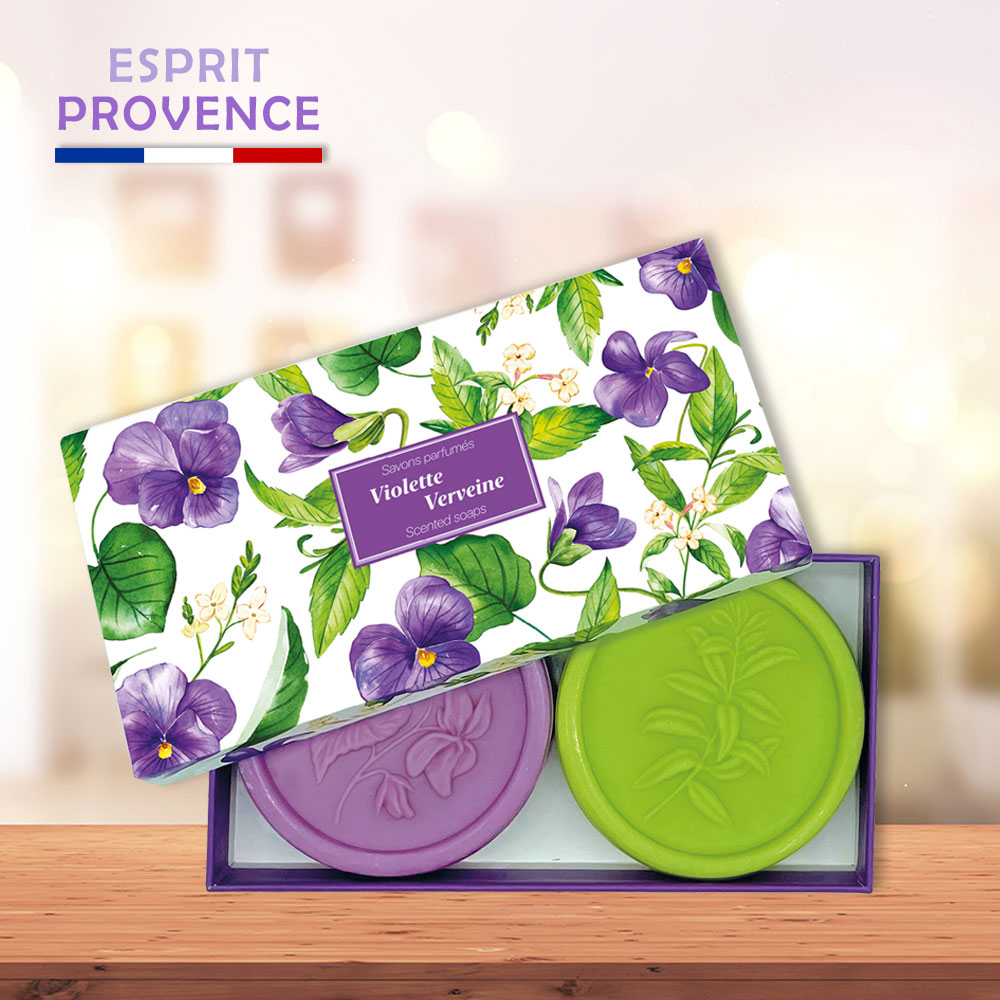 法國ESPRIT PROVENC奢華植物皂禮盒組(紫羅蘭&馬鞭草)