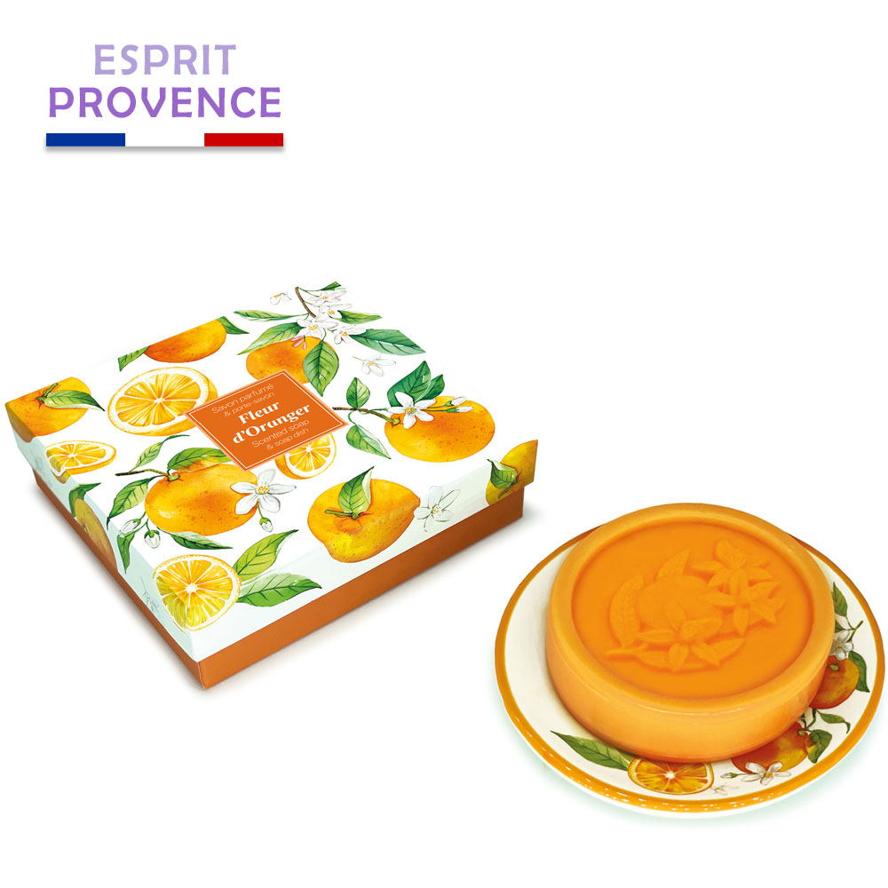 法國ESPRIT PROVENCE橙花香皂禮盒組(附陶盤)